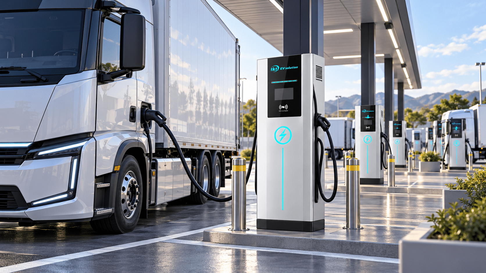 Commercial truck charging station